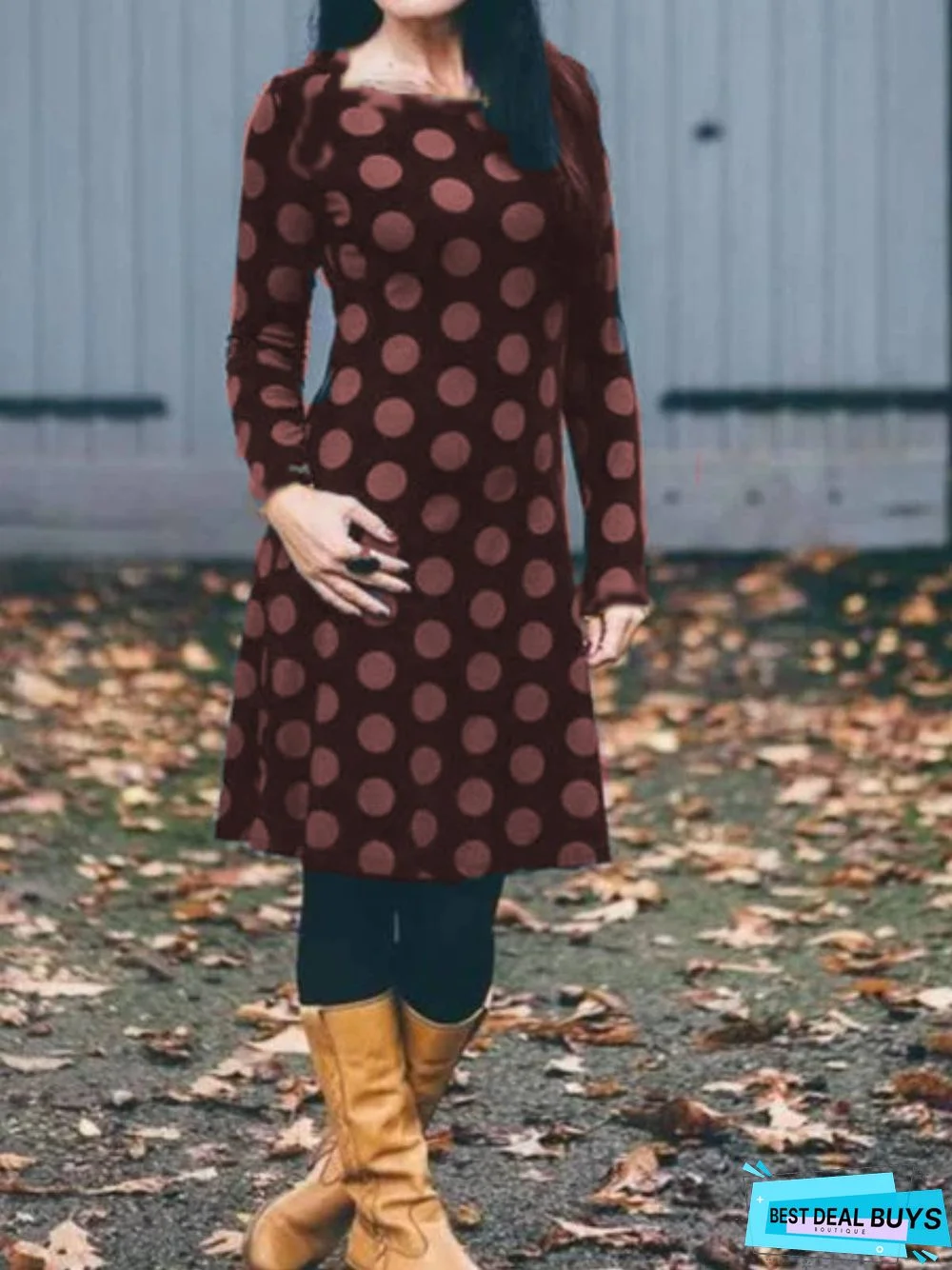 Blue Long Sleeve Geometric Knitting Dress