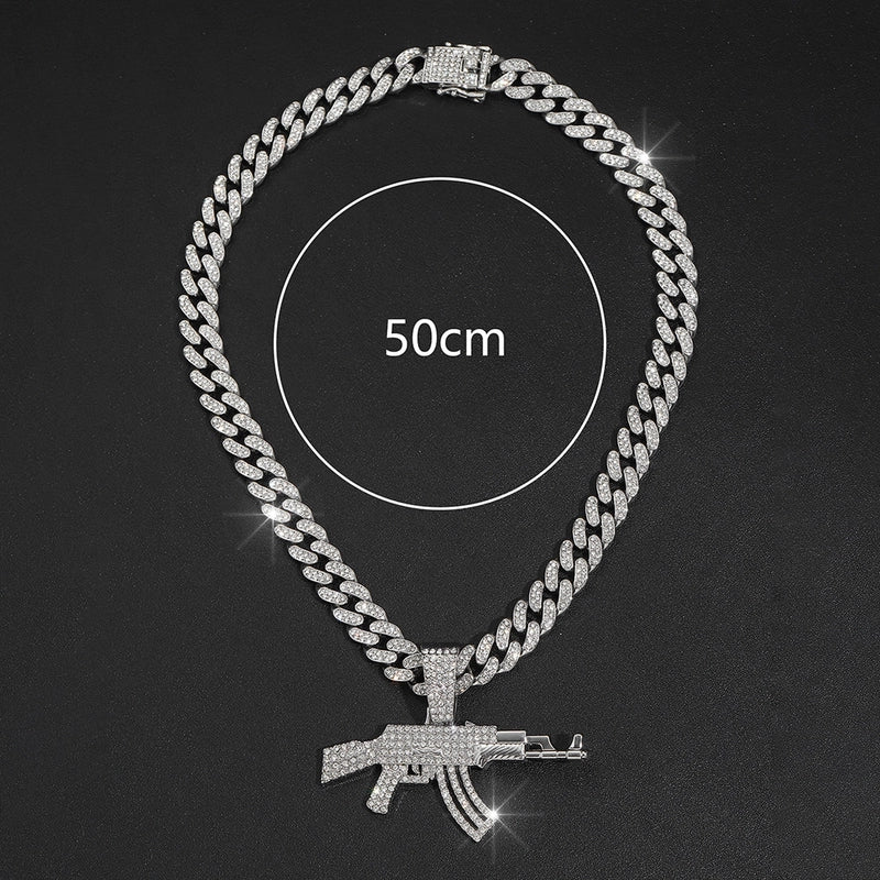 Hip-Hop Gun Alloy Inlay Rhinestones Unisex Pendant Necklace Necklace Pendant Men Pendant Necklaces