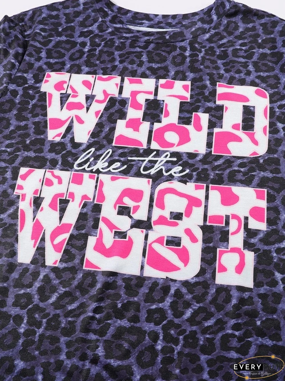 Wild West Leopard Print Graphic Tee in Smoke Gray