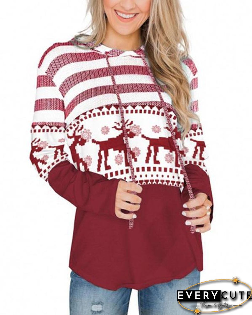 Pumpkin Print Color Block Splicing Drawstring Hoodies
