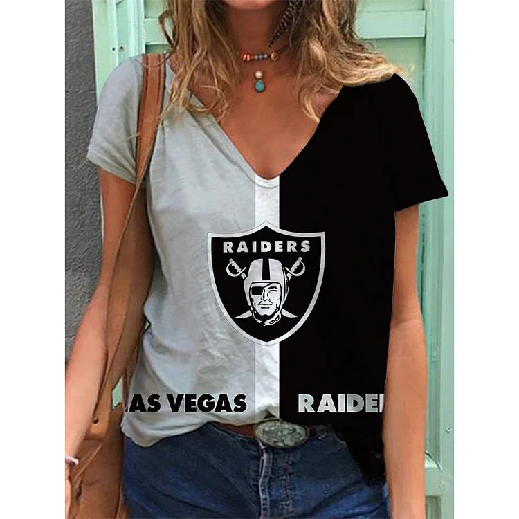 Las Vegas Raiders  Lightweight Short Sleeve V-Neck T-Shirt