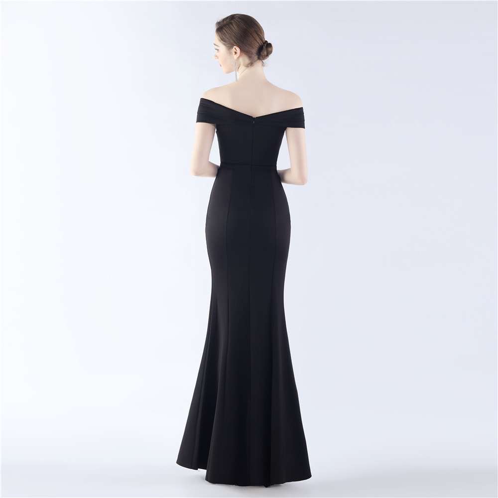 Classic Satin Off Shoulder Long Evening Dress - Elegant & Timeless - Ootddress