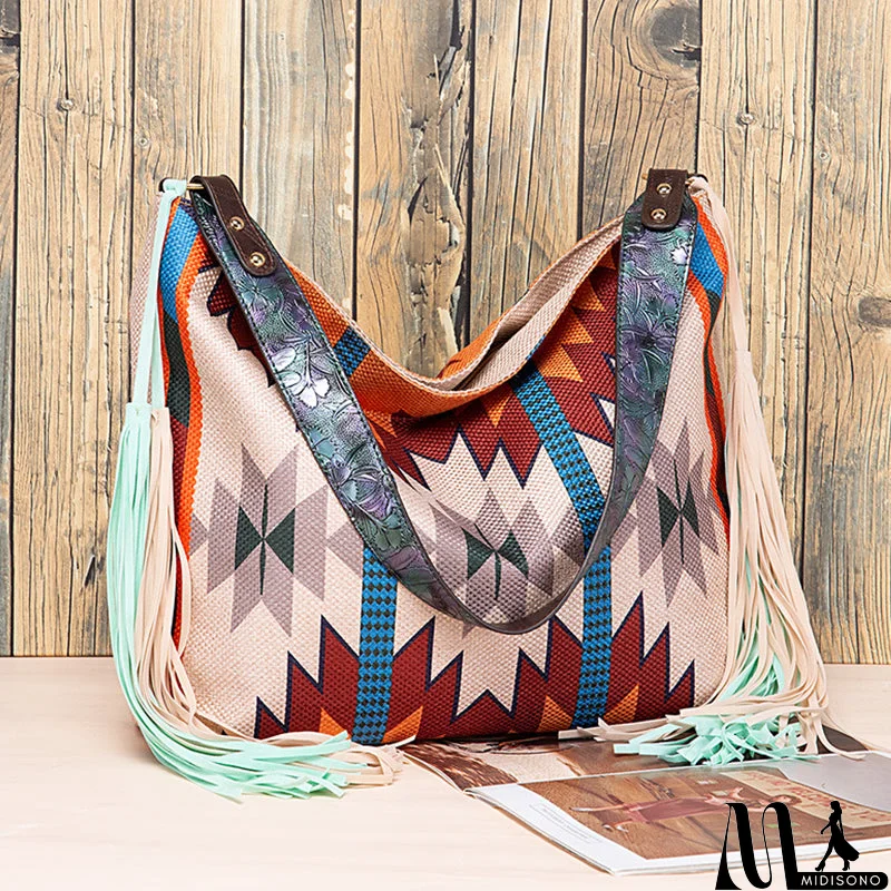 MidiSono - Casual College Color Block Tassel Bags