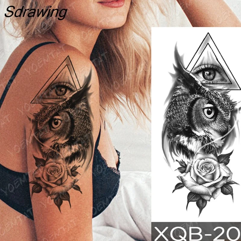 Sdrawing Temporary Tattoo Sticker Rose Snake Flower Tattoos Lace Tiger Dragon Body Art Arm Fake Sleeve Tatoo Women