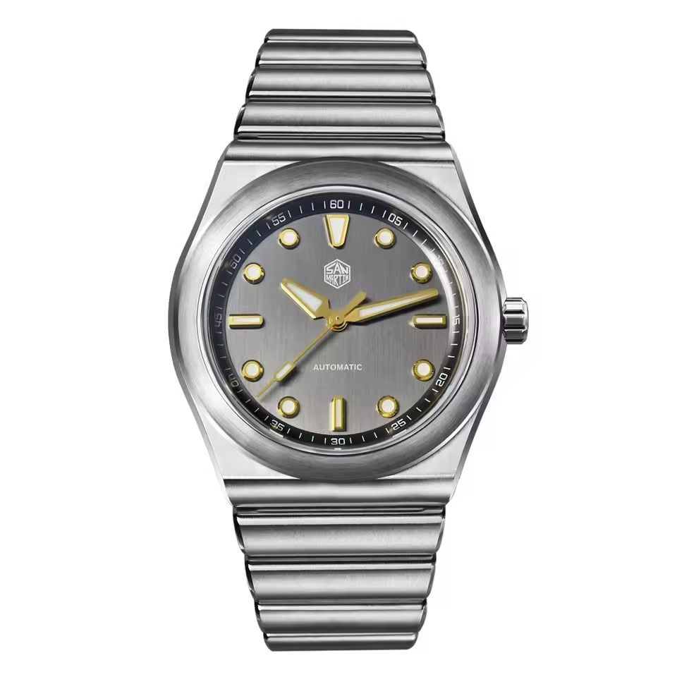 San Martin 40mm SS Brushed Dial Integrated Bracelet Miyota 90S5 SN0149 San Martin Watch San Martin Watch