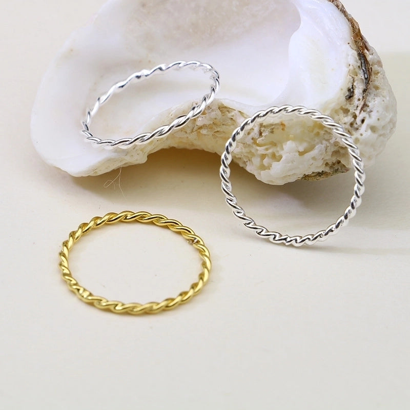 925 Sterling Silver Geometric Solid Color Rings