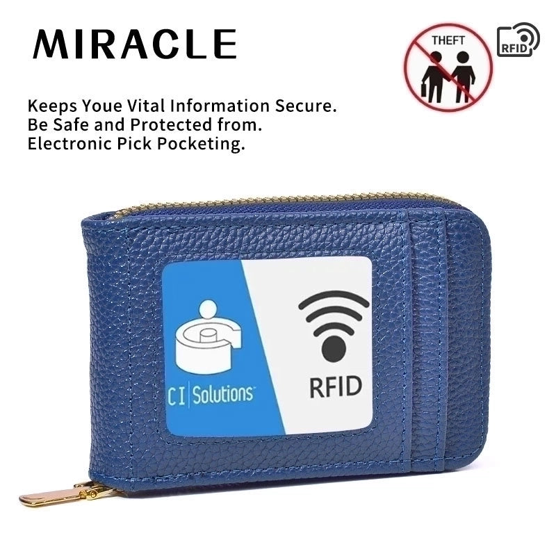 Women’s Solid Color Pu Leather Zipper Card Holders