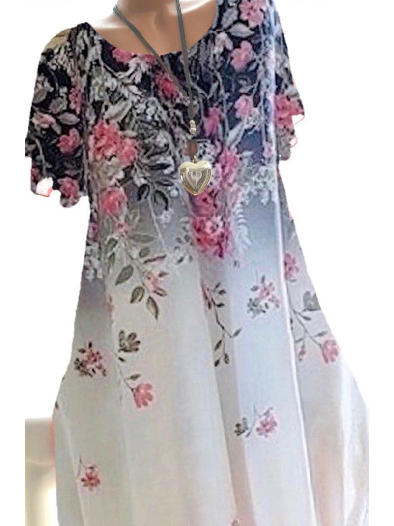 Women Long Sleeve V-neck Graphic Floral Printed Top