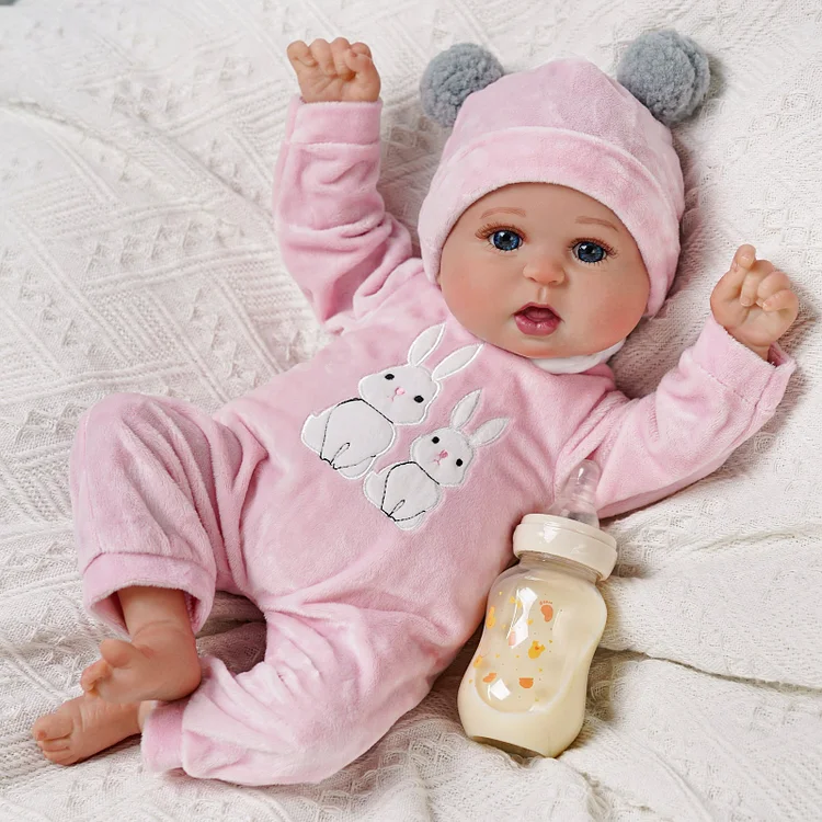 Babeside Bailyn 20'' Cutest Realistic Reborn Baby Doll Pink Bunny Girl with Heartbeat Coos and Breath