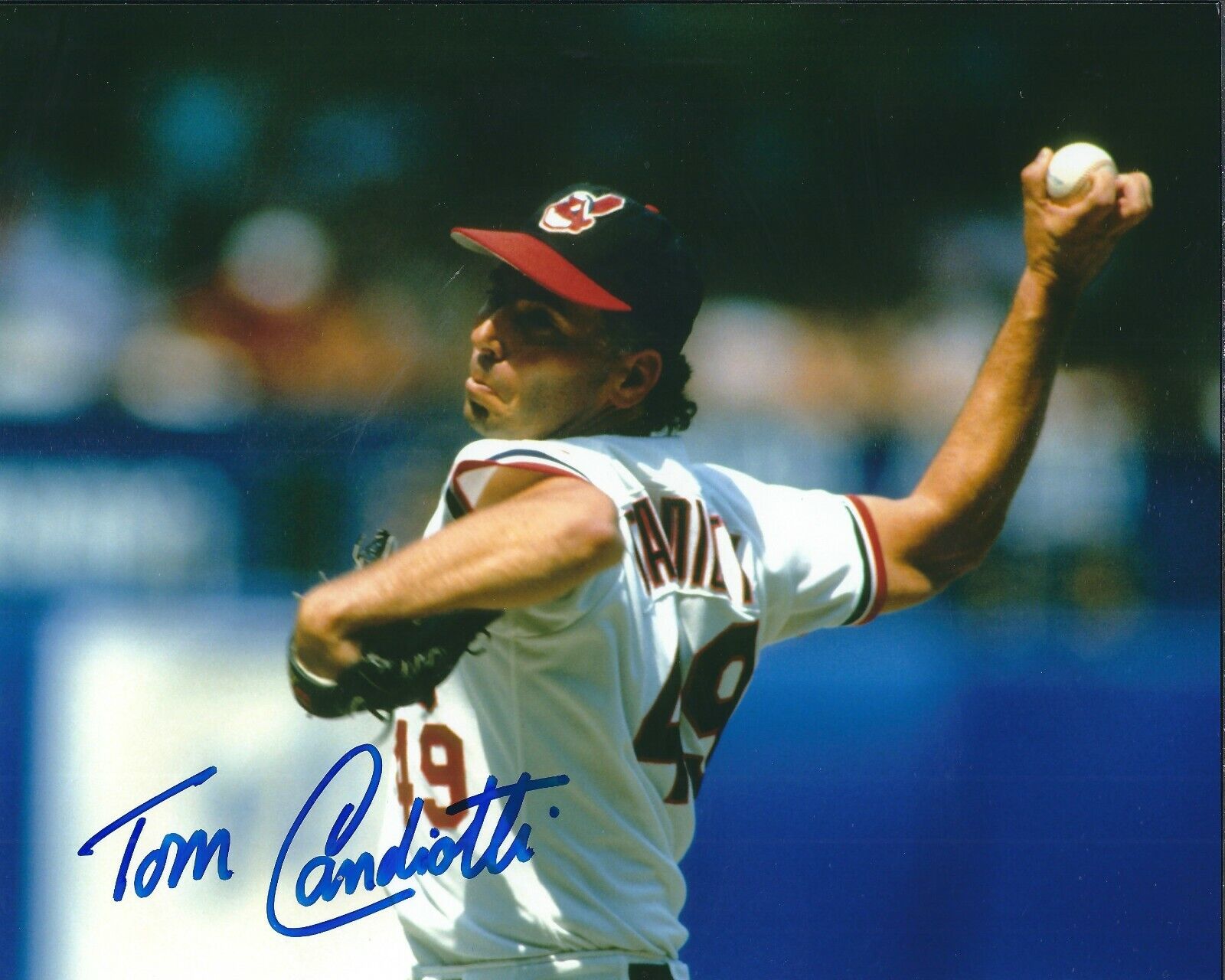 Signed 8x10 TOM CANDIOTTI Cleveland indians Autographed Photo Poster painting - COA