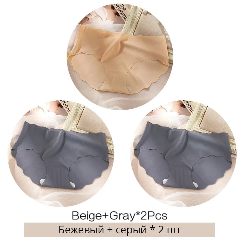 FINETOO M-XL Seamless Underwear Low Waist Solid Color Panties Women Rippled Underpants Girls Briefs Smooth Panty Female Lingerie