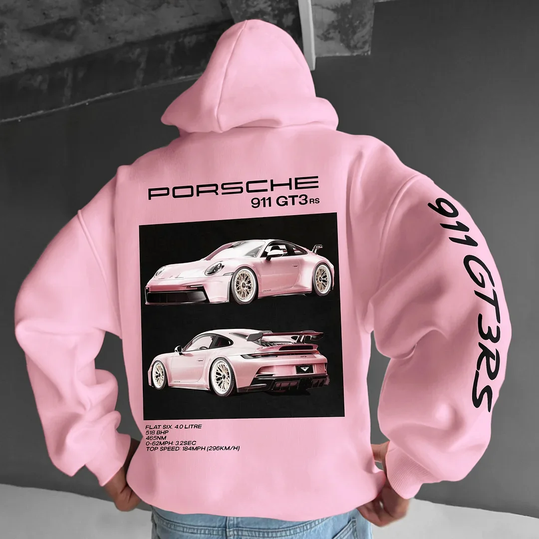 Stylish retro car print hoodie