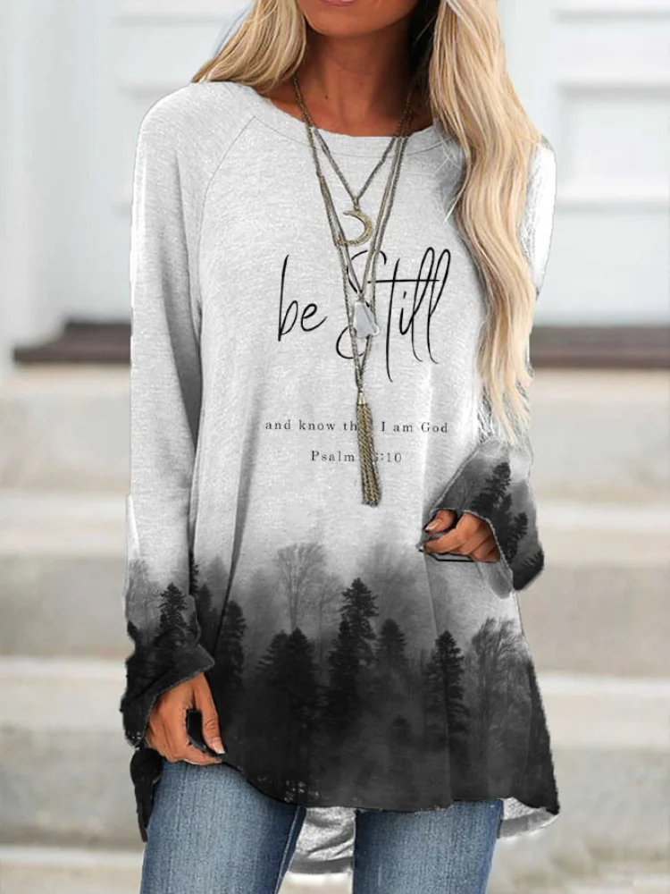 Be Still And Know That I Am God Forest Print Tunic