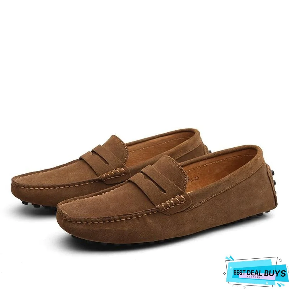 Men's Soft Loafers Moccasins Genuine Leather Flats Driving Shoes