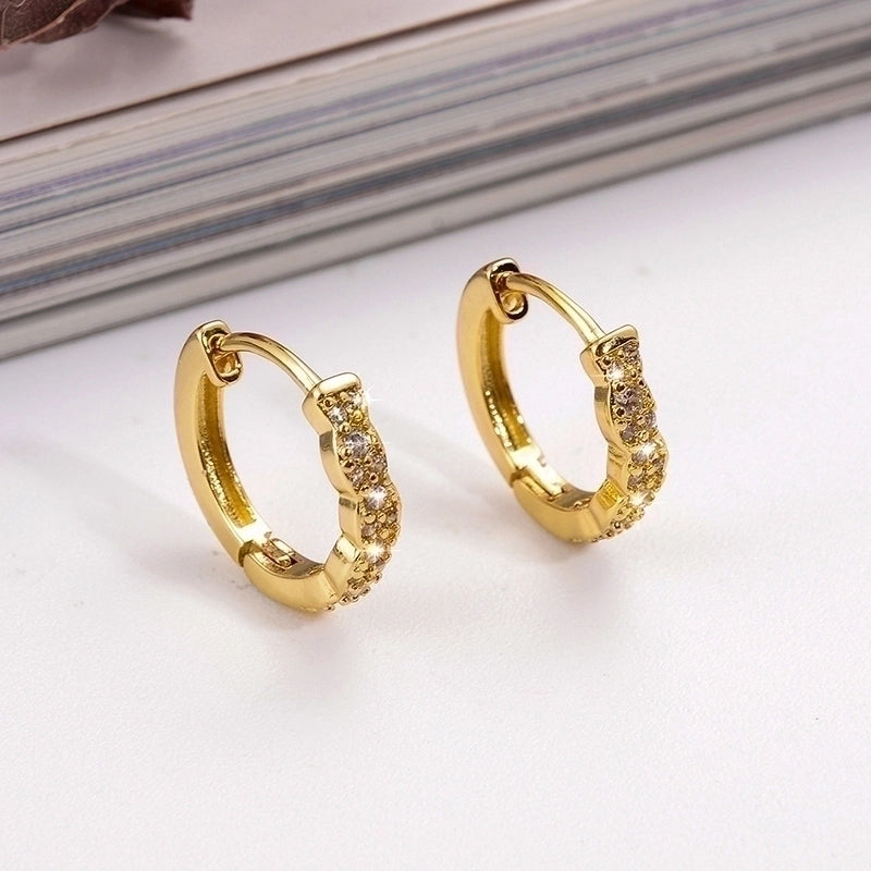 1 Pair Ig Style Minimalist Round Plating Inlay Copper Zircon 18k Gold Plated Earrings