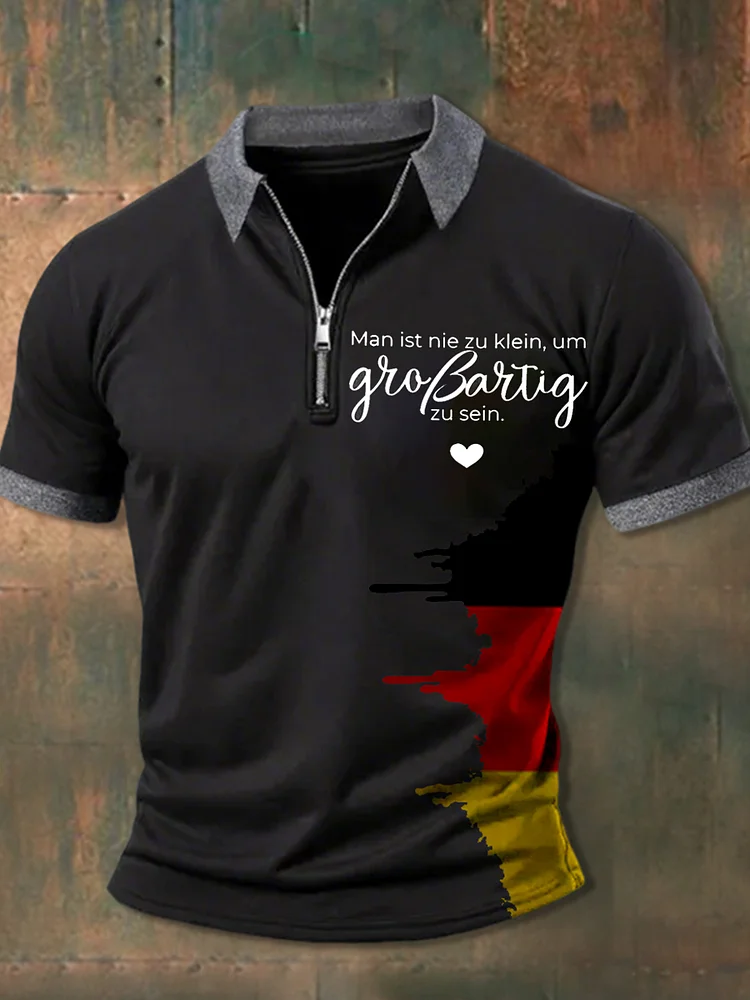Men's Man Ist Nie Zu Klein Um Grossartig Zu Sein Printed Zip-Up Hemd und Shorts Shirt