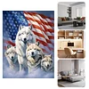 American Flag And Wolf - Full Embroidery 3 Strands 11CT Stamped Cross Stitch - 45*60CM - Large Size