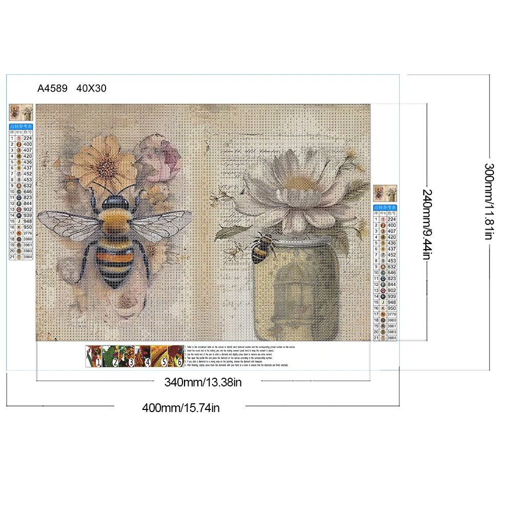 Diamond Painting - Full Round Drill - Bee(Canvas|40*30cm)