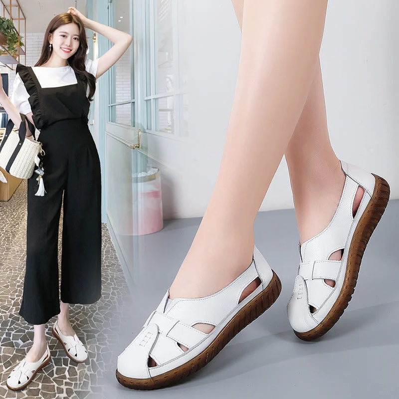 bigfuclothes Flat-bottomed Hollow Hole Shoes