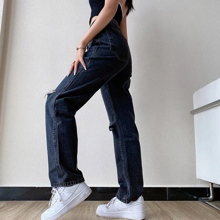 KOREAN STYLE RIPPED LOOSE JEANS