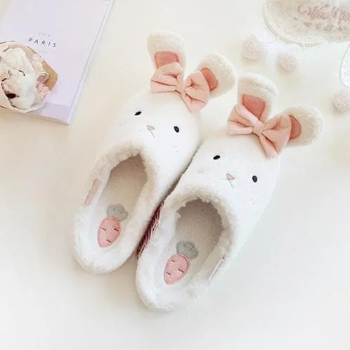 White/Pink Kawaii Bunny Fluffy Slippers SP1710960
