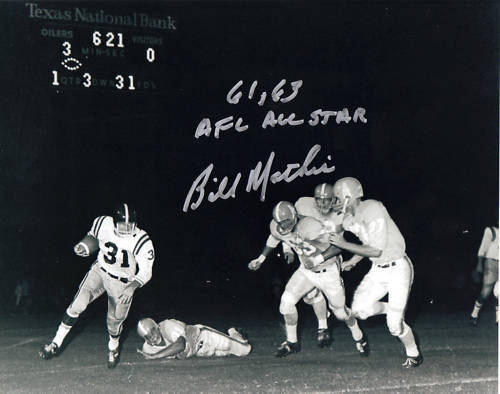 BILL MATHIS NEW YORK TITANS 61,63 AFL ALL STAR ACTION SIGNED 8x10