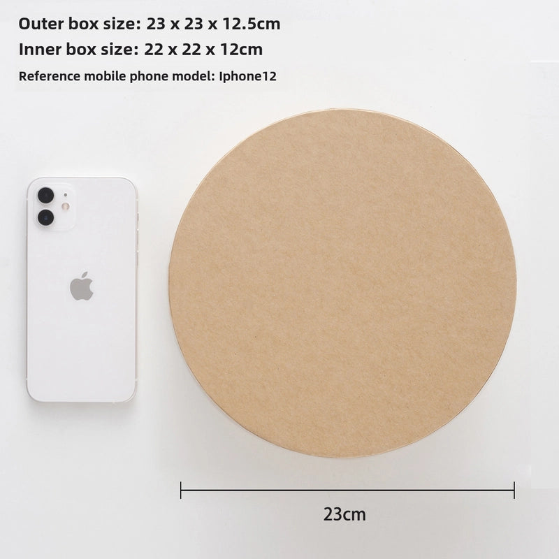 Kraft Paper Round Box DIY Baking Gift Box Cake Pastry Biscuit Packaging Box Accompanying Gift Box