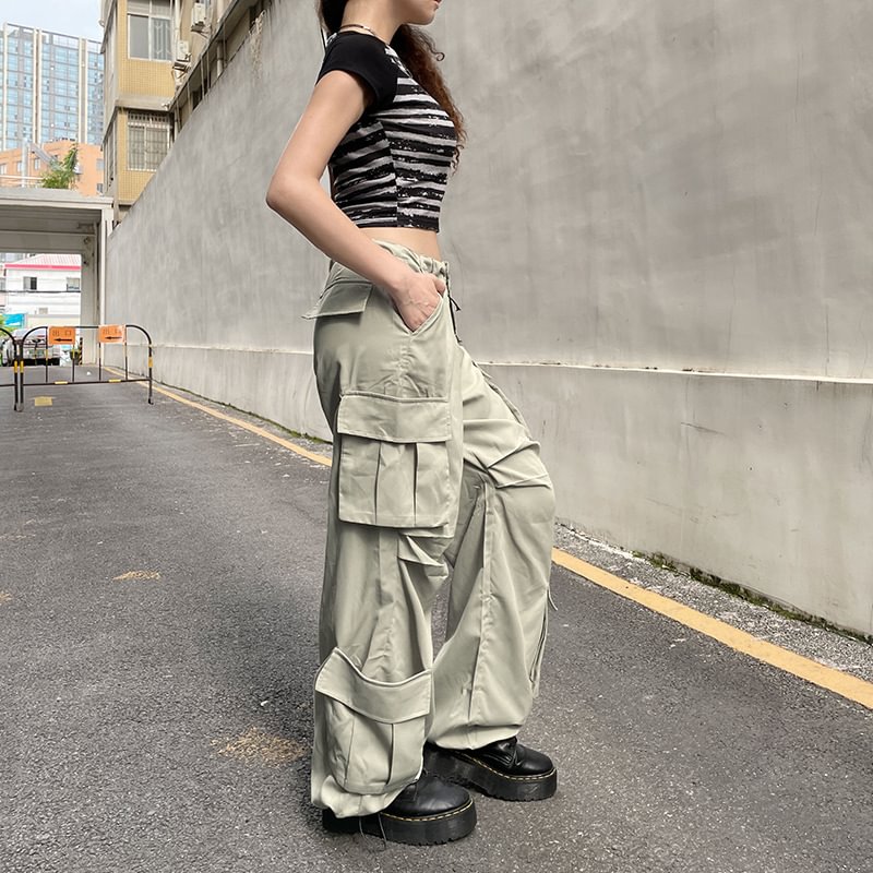 SIDE POCKET LOW RISE CARGO PANTS