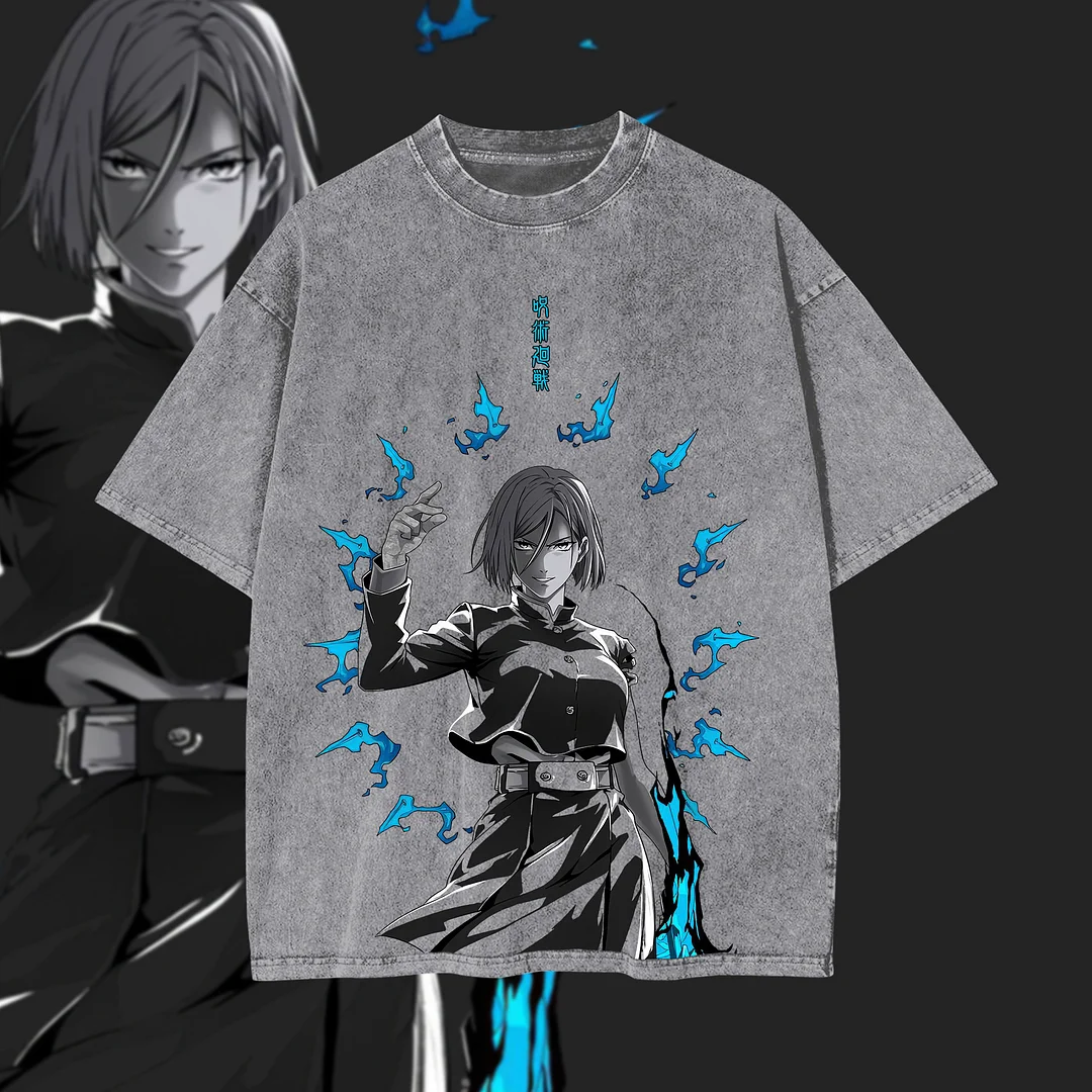 Jujutsu Kaisen Maki Zenin Printed Unisex Washed T-Shirt