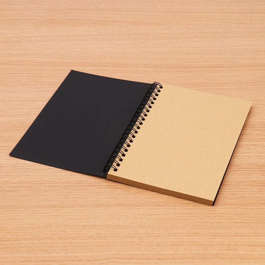 Creative Simple Kraft Paper Material Double Coil Ring Spiral Notebook Sketchbook Diary For Drawing Painting Paper Notepad