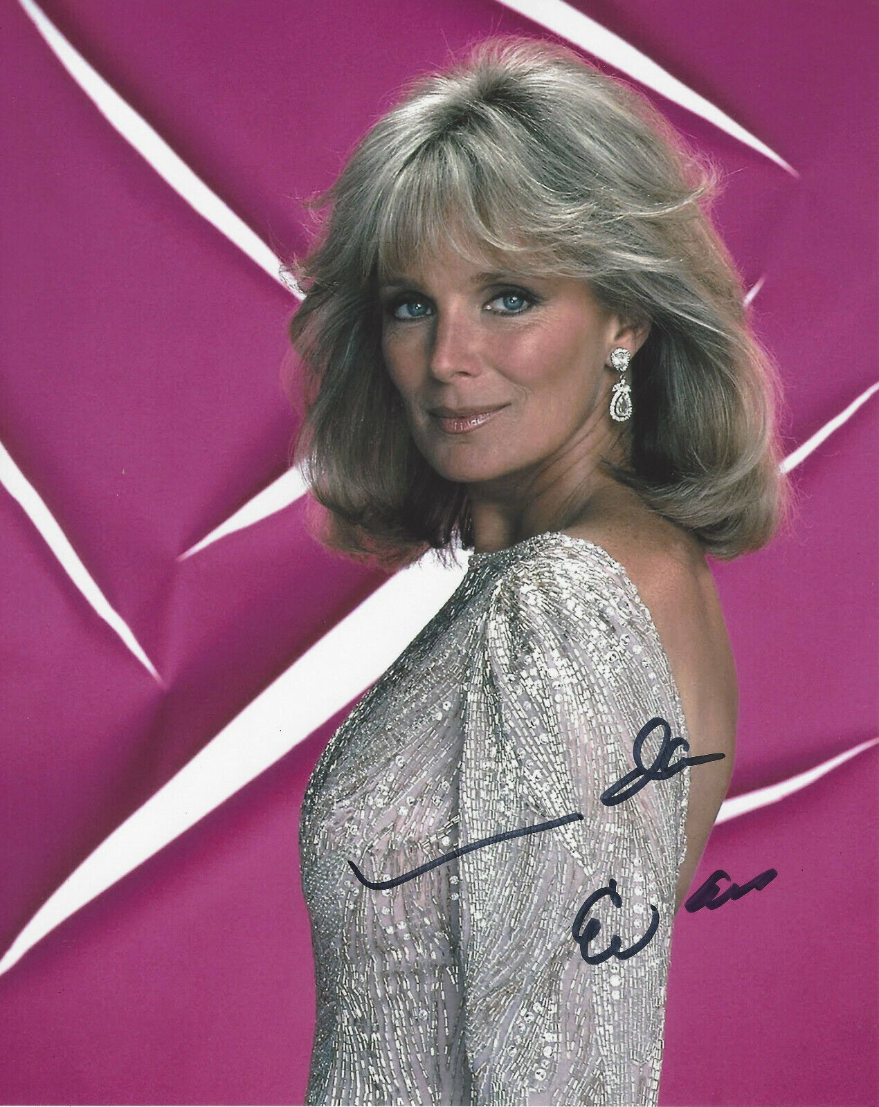 LINDA EVANS SIGNED AUTHENTIC 'DYNASTY' KRYSTLE 8x10 SHOW Photo Poster painting C w/COA ACTRESS