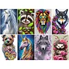 (Grande Taille) Loup-Peinture Diamant Ronde Compl&egrave;te-40*60CM