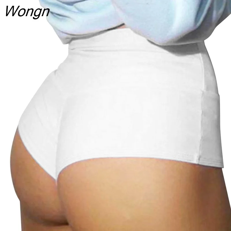 Wongn Woman Shorts Fashion White Black High Waist Lady Bodycon Shorts Summer Mini Sexy Shorts Solid Color Women Clothing
