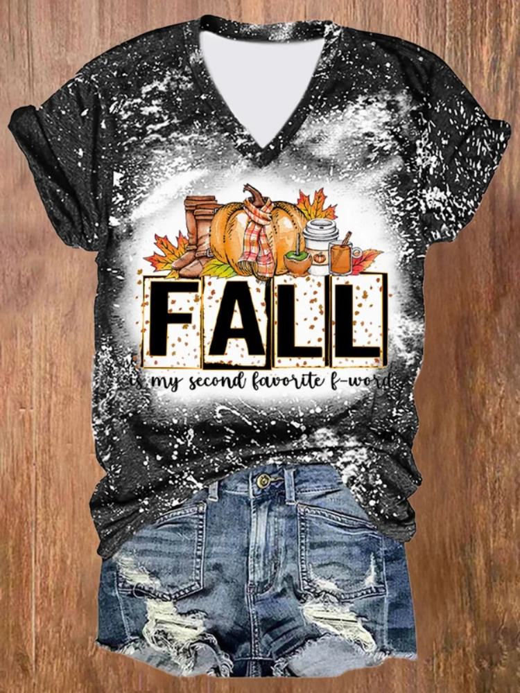 Women's Fall Is My Second Favorite F-word Print Short Sleeve T-Shirt