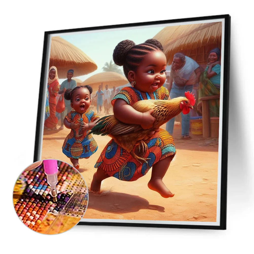 Diamond Painting - Full Round Drill - Black Child(Canvas|40*40cm)