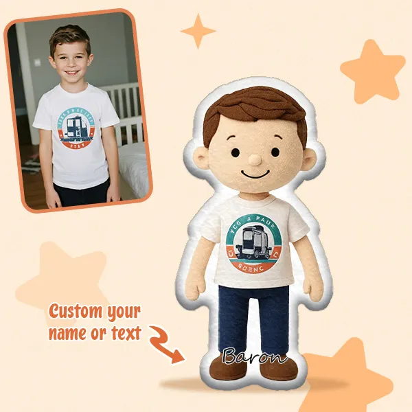 Custom Cartoon Doll Pillow &ndash; Personalized Doll That Looks Like You | Mini Me Pillow with Face & Name For Couple For Family For Kids