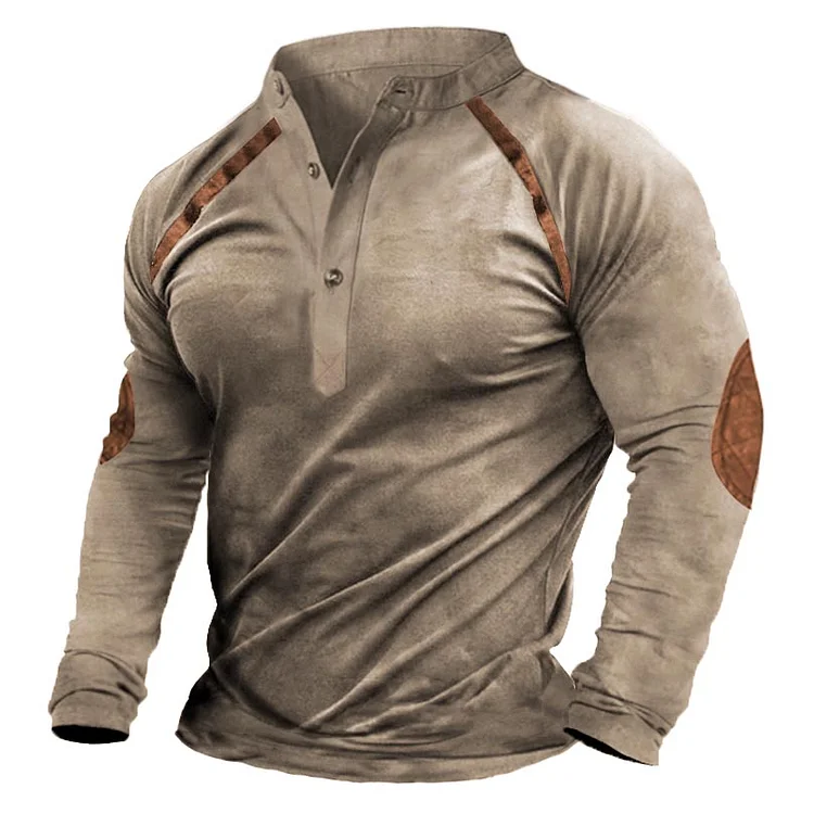 Men's Outdoor Tactical Colorblock Henley T-Shirt 1849