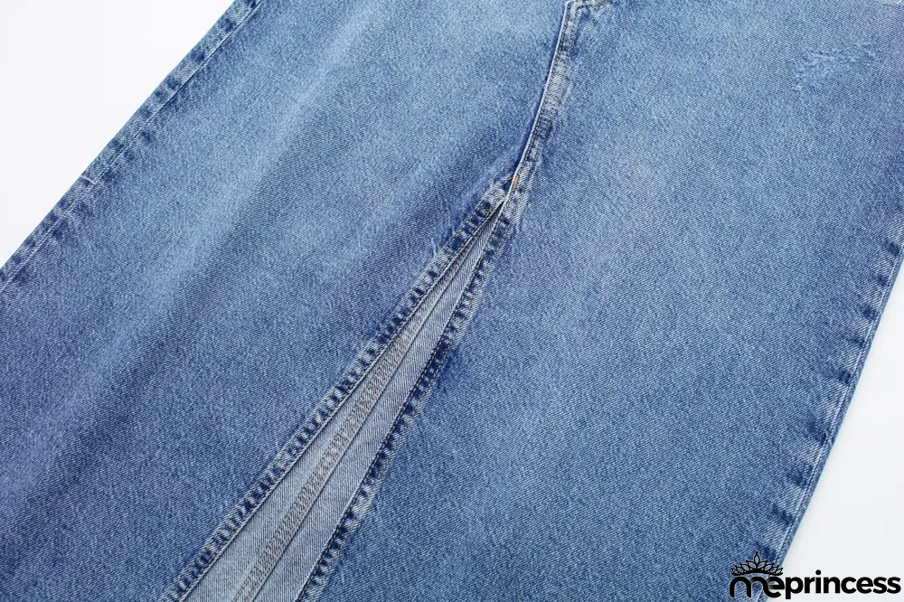 Women's Spring Fashion Chic Denim Midi Front Slit Skirt