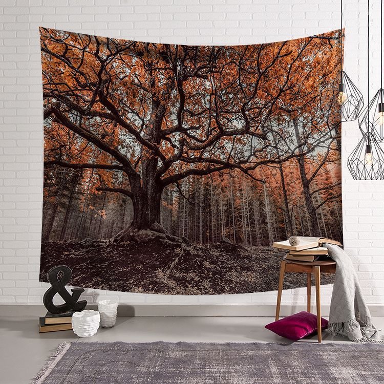 Psychedelic Forest Tapestry Wall Hanging  Tapestry Blanket Farmhouse Decor Window Tapestry Headboard Polyester Yoga Shawl