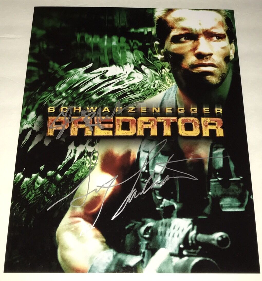 SONNY LANDHAM & SHANE BLACK Cast X2 Signed PREDATOR 11x14 In Person Autograph