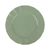 10 Pack | 9" Dusty Sage Hard Plastic Dinner Plates with Gold Ruffled Rim, Heavy Duty Disposable Dinnerware