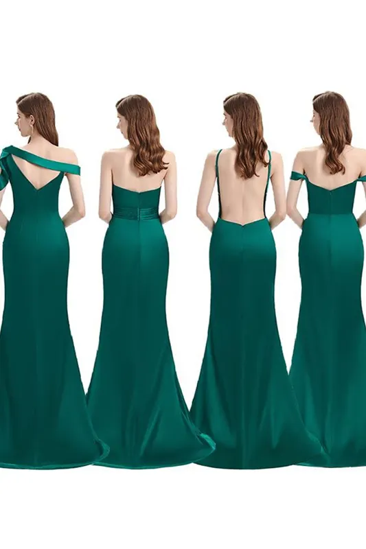 Dark Green Mermaid Evening Dress With Front Split, Sleeveless Buttons