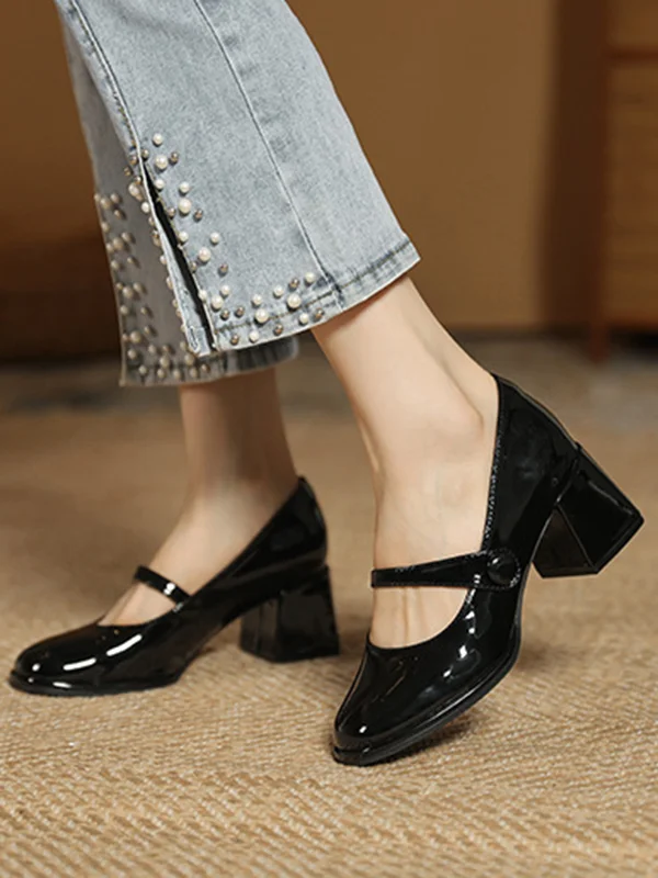 Split-Joint Shallow Cut Round-Toe Pumps Mary Janes