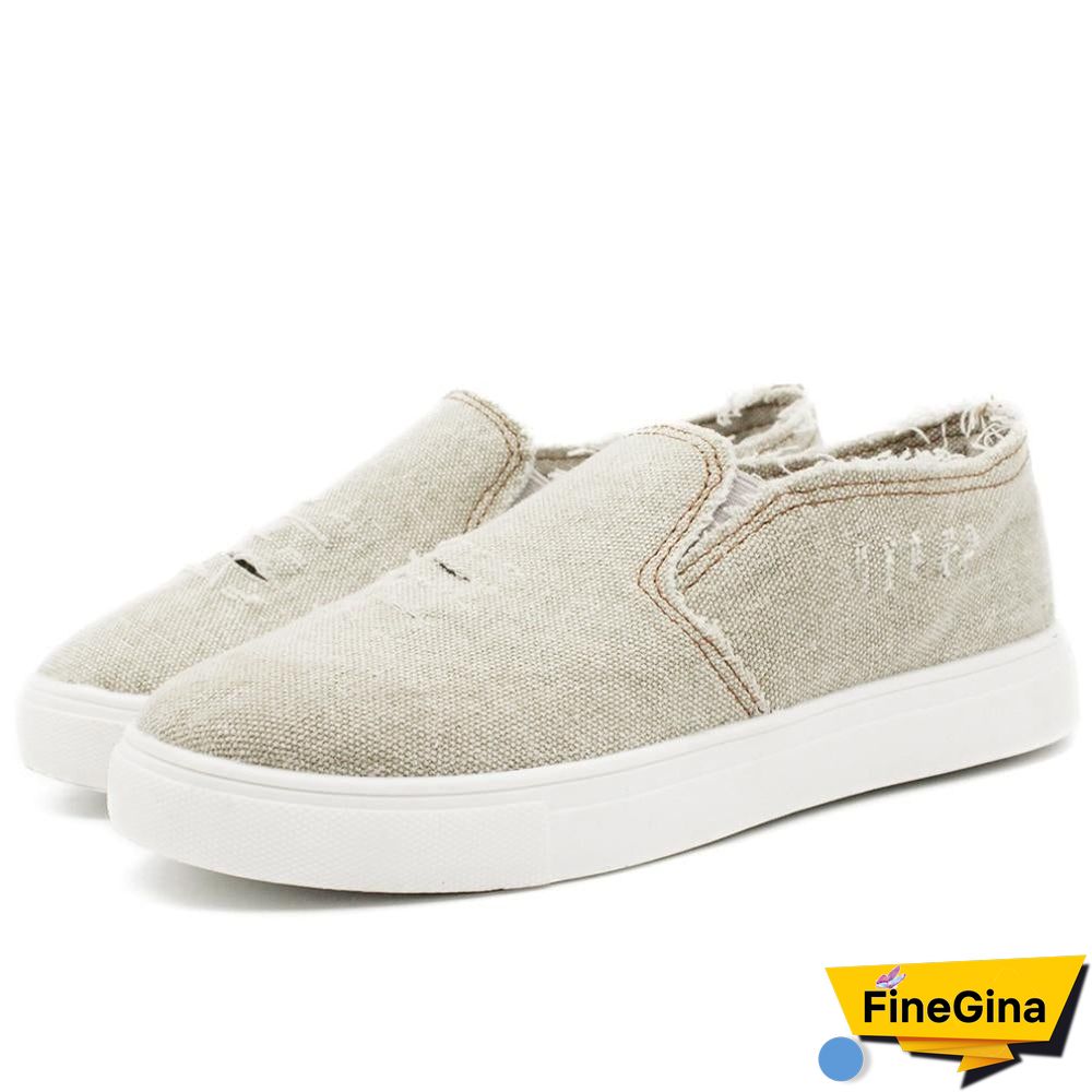 Women Denim Canvas Casual Platform Breathable Footwear Classic Loafers A Pedal Lazy Sneakers Shoes