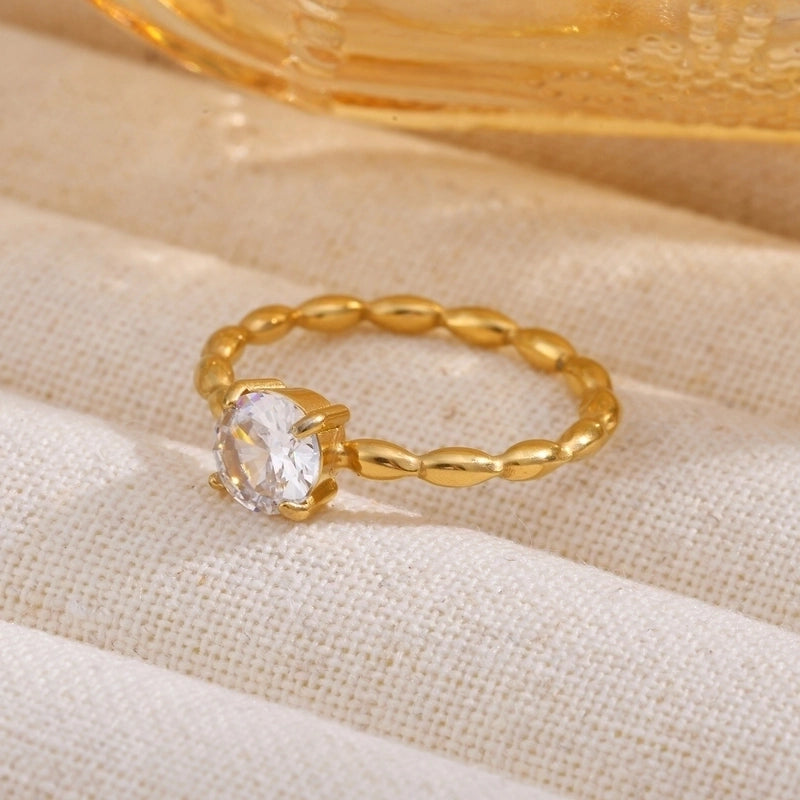 Minimalist Classic Style Geometric 304 Stainless Steel Titanium Steel 18K Gold Plated Rings