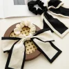 10PCS Black & White Bowknot Ribbon Hair Band Scrunchie