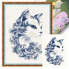 (Multi-Style) Blue And White Porcelain Cat-11CT Stamped Cross Stitch 40*53cm/15.75*20.87in