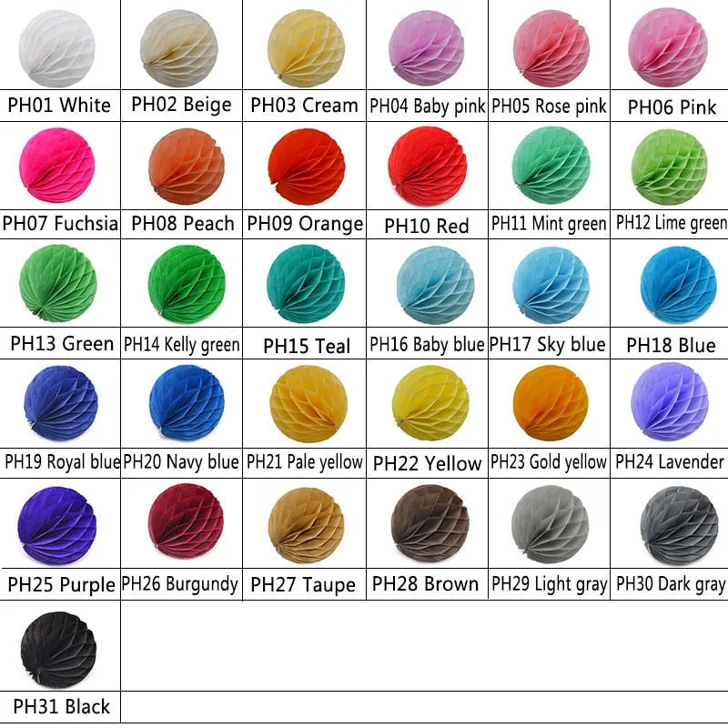 1Pcs 2 -12 Chinese Round Hanging Paper Honeycomb Flowers Balls Crafts Party Wedding Home DIY Decoration Paper Lantern Pompom
