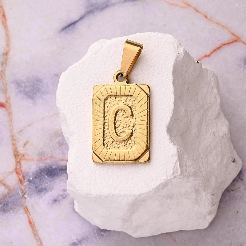 1 Pc/Package 27x17mm 10x5mm 304 Stainless Steel 18K Gold Plated Letter Simple Polished Pendant Jewelry Accessories