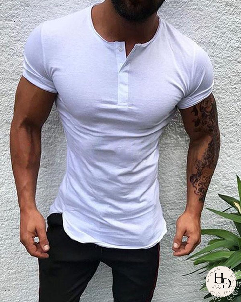 Mens Solid Casual Leisure Slim Shirts